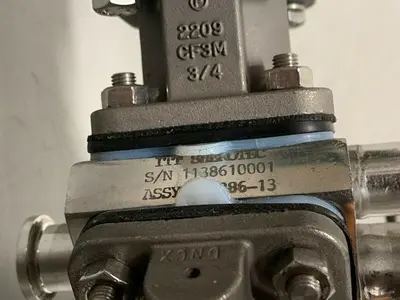 USED 3 ITT PURE-FLO SHEROTEC STAINLESS STEEL VALVES W/ POSITION MONITOR 3/4" SANITARY