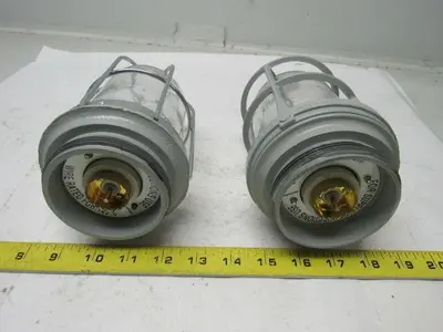 Appleton VU-100 V-51 Fixture Unit. Socket, Globe & Guard, Clear Mixed Lot/2