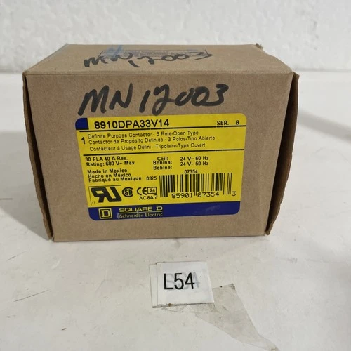 Square D 8910DPA33V14 3 Pole 30 AMP 24 V Definite Purpose Contactor