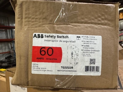 GE TG3222R 3 Wire 2 Pole Fusible Type TG General-Duty Safety Switch 240 Volt 60 Amp NEMA 3R