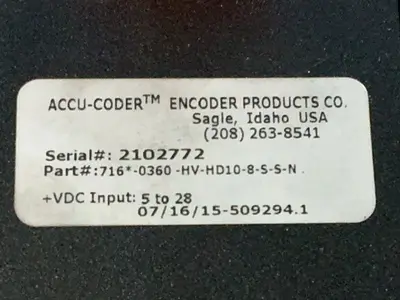 Used 2015 ACCUCODER 716*0360HVHD108SSN Encoders Ohio US | HGR 24 #1326038