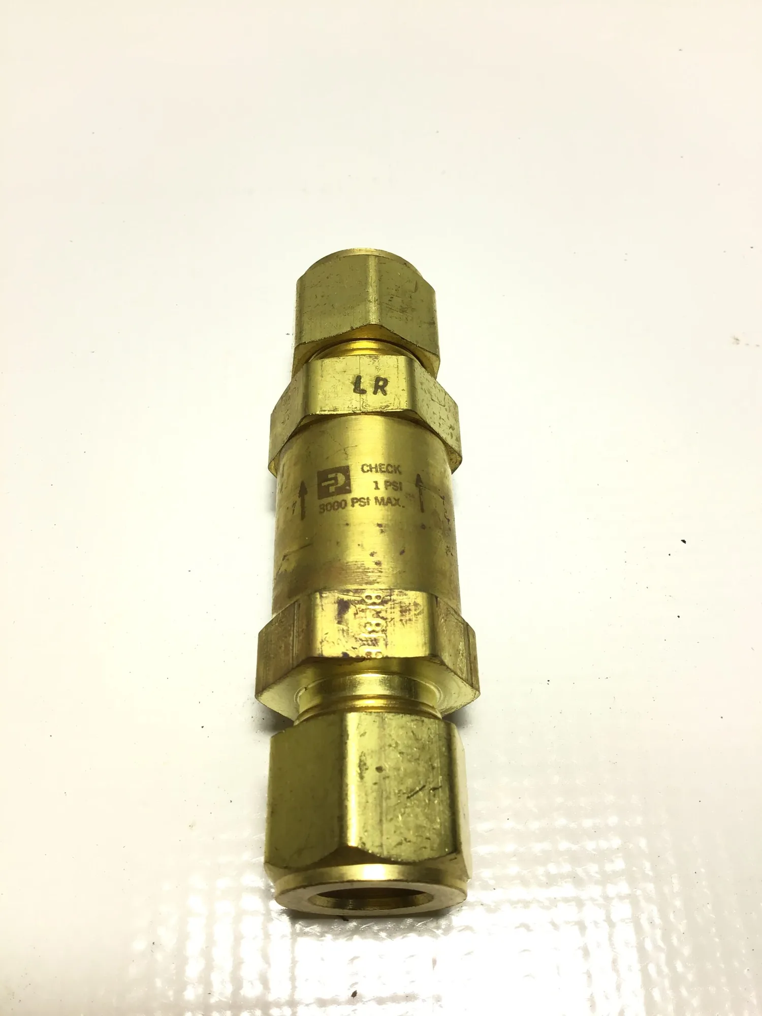 Parker Brass Check Valve 1 PSI Cracking Pressure 3000 PSI Max Hydraulic Pneumatic NOS