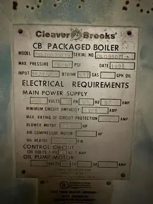 USED 1998 CLEAVER BROOKS CBI-700-700-150