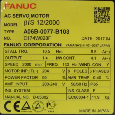 NEW FANUC A06B-0077-B103 SERVO MOTOR A860-2020-T301 A06B0077B103