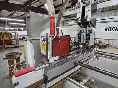 KOCH SBD-B DOUBLE-END FEED-THROUGH TRIM, BORE, GLUE, & DOWEL MACHINE