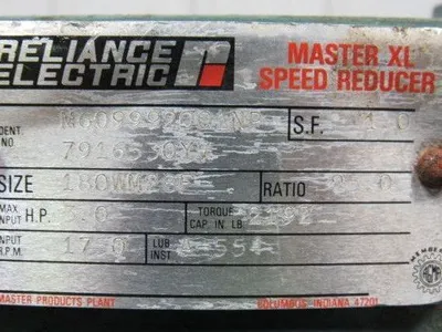 Reliance Electric 180WM28F Single Reduction Right Angle Gear Reducer 25:1 Ratio