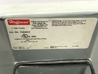 USED HOFFMAN STRAIGHT SECTION FEED-THROUGH 4X4X12" W/ F44WN3 NIPPLE WIREWAY