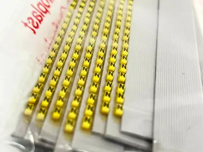 117 | Grafoplast  Wire Markers N Black on Yellow 10 Strips 9TFX16 - New