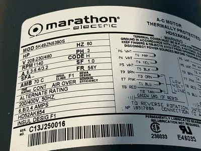 Used MARATHON ELECTRIC 5K49ZN6390S Motors (misc) Ohio US | HGR 24 #1556787