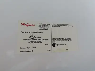 Hoffman A24SA2610 Electrical Enclosure Control Panel JIC 24x26x10" Disconnect