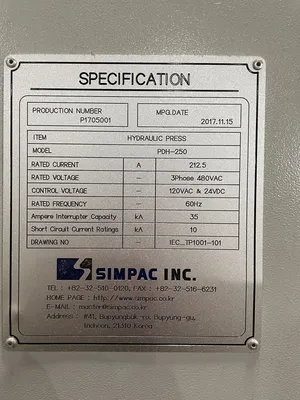 SIMPAC PDH-250 4-Post and Straight Side Press | Kempler Machinery (3)