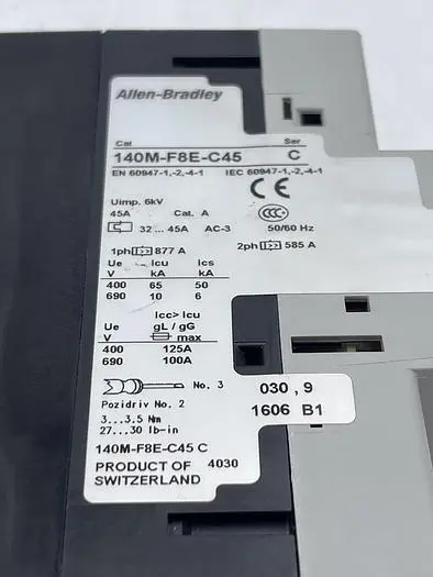 Used ALLEN-BRADLEY ALLEN BRADLEY 140M-F8E-C45 SER C Circuit Breakers | ND Industrial Surplus #1213554