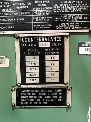 USED 1980 MINSTER MINSTER E2-200-72-42 PRESS