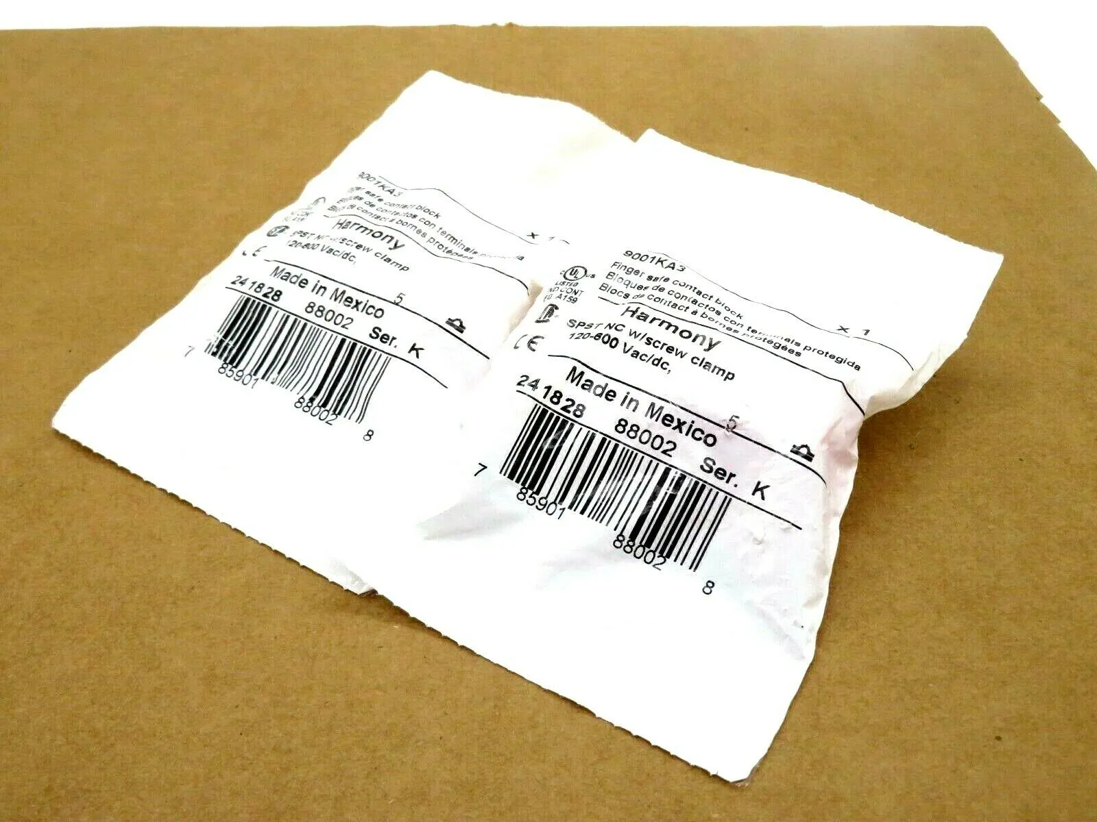 NEW LOT OF 2 SCHNEIDER ELECTRIC 9001KA3 CONTACT BLOCK SERIES K