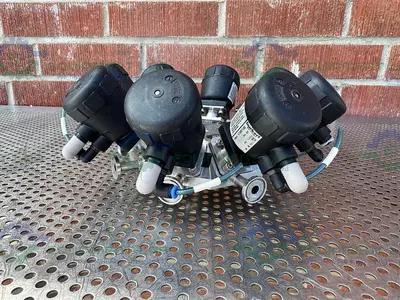 USED LOT OF 8 - BURKERT 2031 A 8.0 00 00 0000 9-WAY PNEUMATIC SOLENOID VALVE