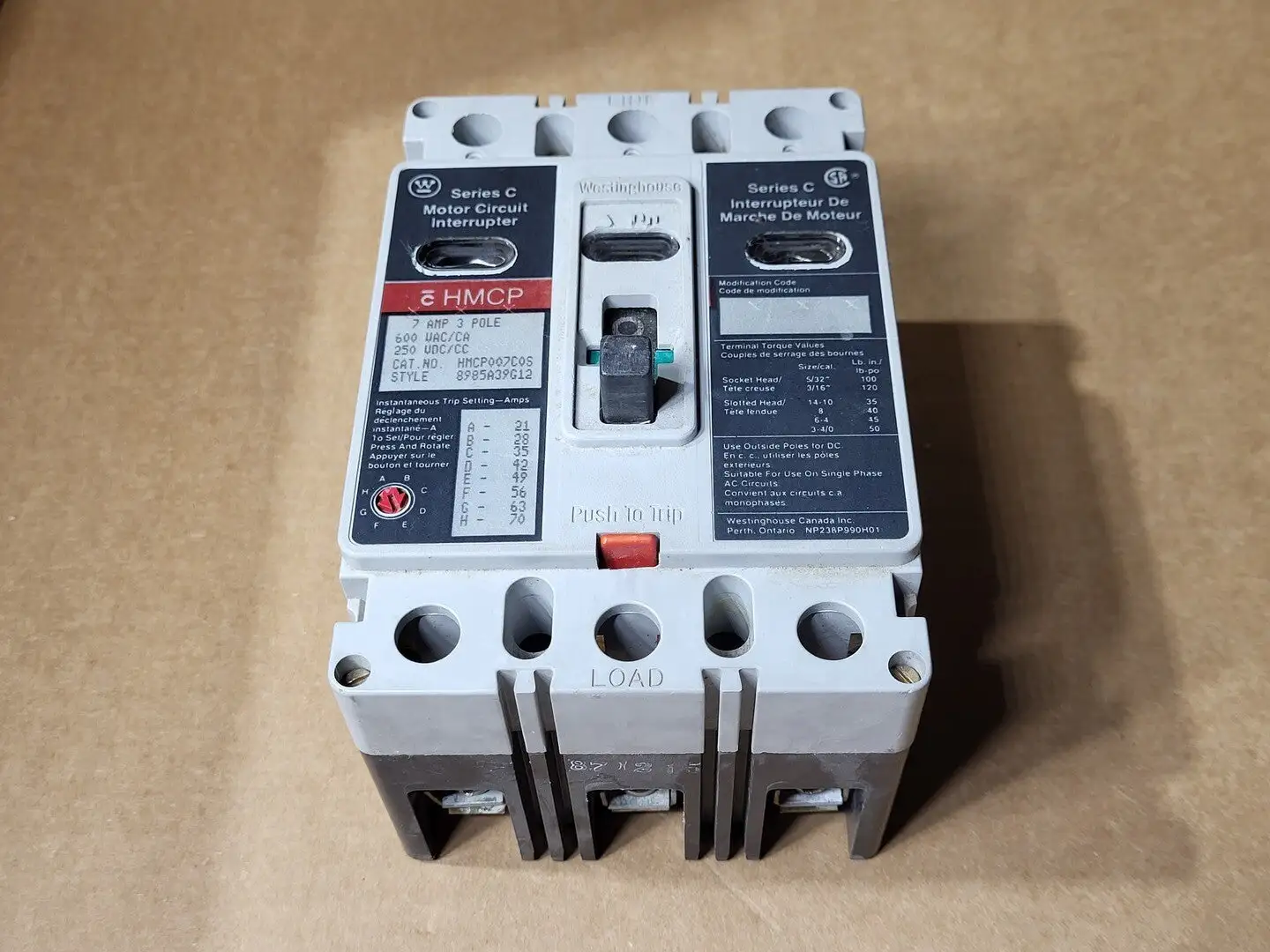 USED WESTINGHOUSE HMCP007C0S