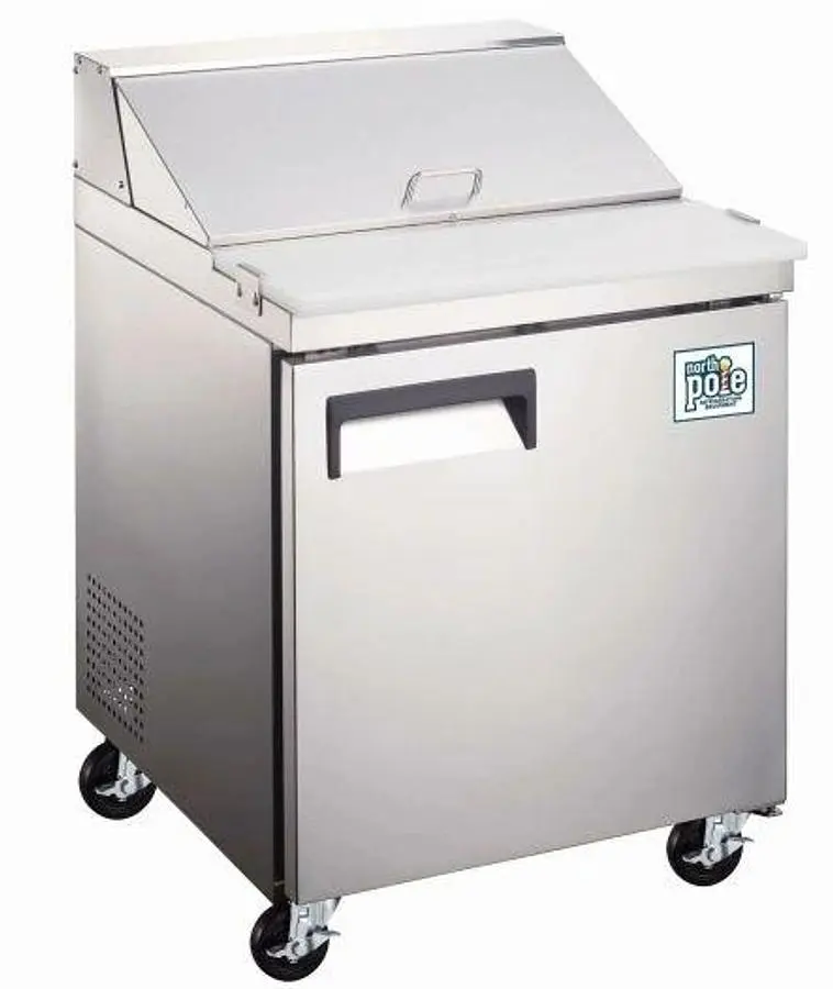Elite Stainless Steel Single Door 27" Mega Top Sandwich Prep Table on Castors