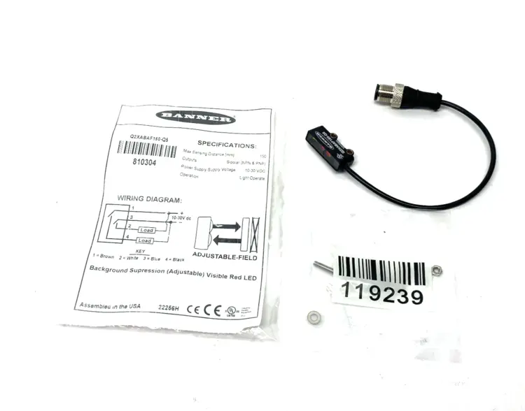 Used BANNER ENGINEERING ADJUSTABLE FIELD SENSOR OUTPUT: LO (LIGHT OPERATE) 810304 Photoelectric Sensors Michigan US | Maverick Industrial Sales #1089872