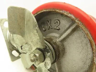 Glide Max 6" Caster Wheels Poly Set of (4) 2-Swivel w Lock & (2)-Fixed Lot of 4