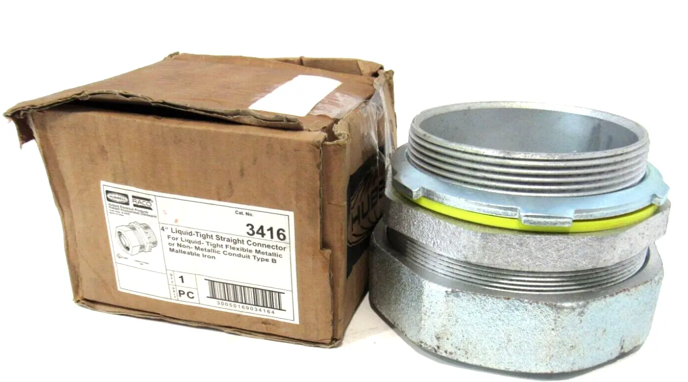 NEW HUBBELL 3416 LIQUID TIGHT STRAIGHT CONNECTOR 4"