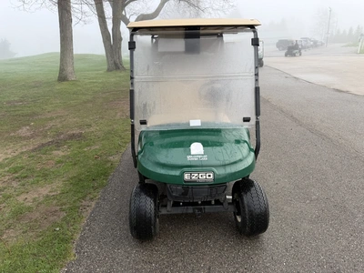 (1) 2019 E-Z-Go EFI golf cart with a Kawasaki gas engine, model 657061G01, includes canopy, fold-dow...