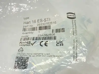New | in-Stock HARTING Heavy-Duty Power Connector Male Size 16B Han 16 ES-STI Electrical Fittings Michigan US | Maverick Industrial Sales #1473754