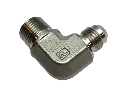 USED PARKER STAINLESS 90° ELBOW MALE NPT X 37° FLARE