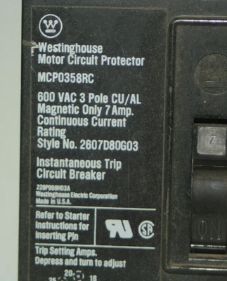 Used Westinghouse MCP0358RC Circuit Breakers California US | Davliegogo LLC #1725360