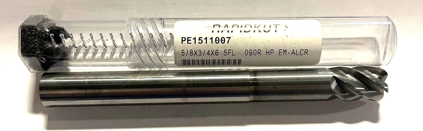 RapidKut Carbide End Mill 5/8" x 5/8" x 3/4" x 6" AlCrN HP 5FL Necked .090R USA