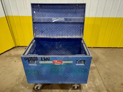 61" X 31" x 39" BLUE STEEL PORTABLE JOB BOX: STOCK 20055
