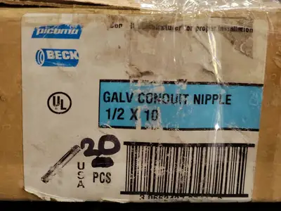 1/2" x 10" Galvanized Conduit Nipple (Box of 21)