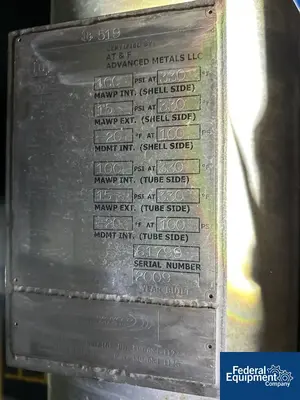 USED AT&F Advanced Metals LLC 359 Sq Ft AT&F Advanced Metals Heat Exchanger, Incoloy 20, 100/100#