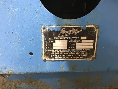 Bayley Centrifugal Fan Blower Size 56 with Baldor Reliance Motor