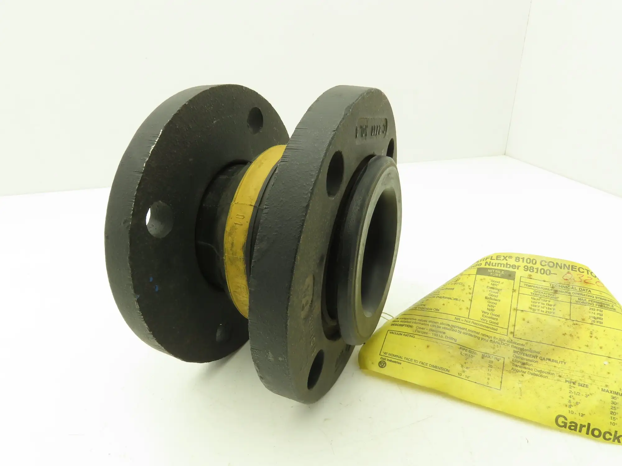 Garlock Garflex 98100-0320 3" Flanged Rubber Expansion Joint 4-Bolt 8100