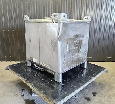 Used 350 Gallon IBC Tank (Tote), 304 Stainless Steel