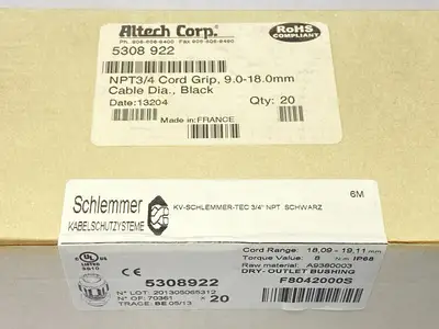 New | in-Stock Altech Corp Polyamide Strain Relief Cable Gland 3/4" NPT PKG OF 20 Electrical Fittings Michigan US | Maverick Industrial Sales #1390865