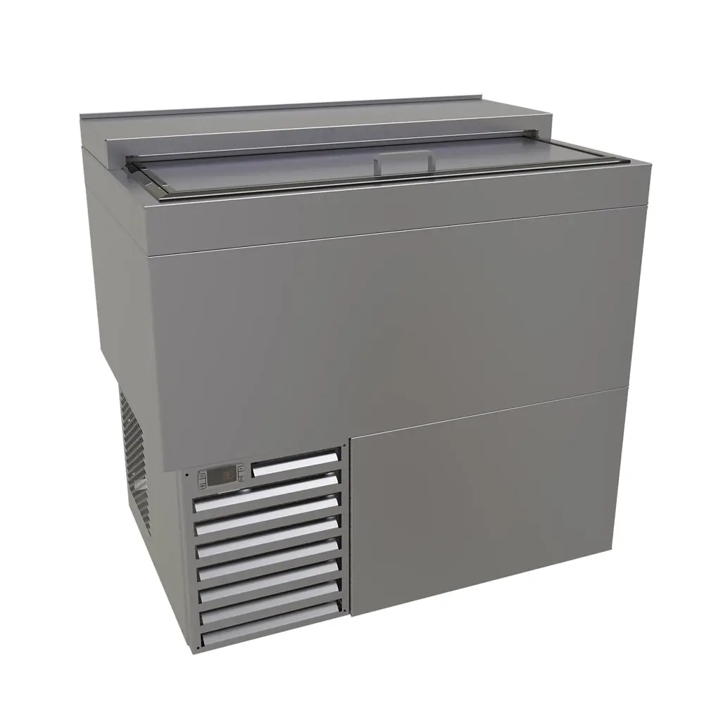 Glastender ST36-S 36" Forced Air Bottle Cooler - Holds (226) 12 oz Bottles, Lid Locks, Stainless, 120v