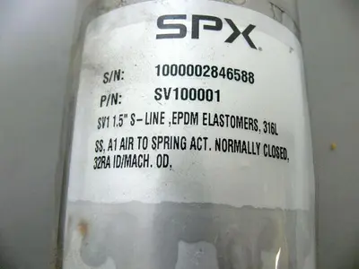 USED SPX M18BP816631TTT SW4D 1.5" S-LINE 74MM AIR TO RAISE STAINLESS STEEL VALVE
