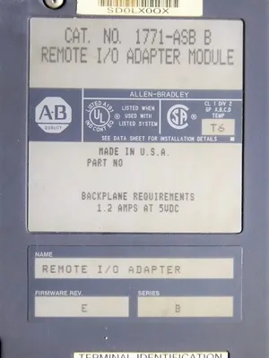 Allen Bradley 1771-ASB/B PLC-5 Remote I/O Adapter Module F/W Rev E Used