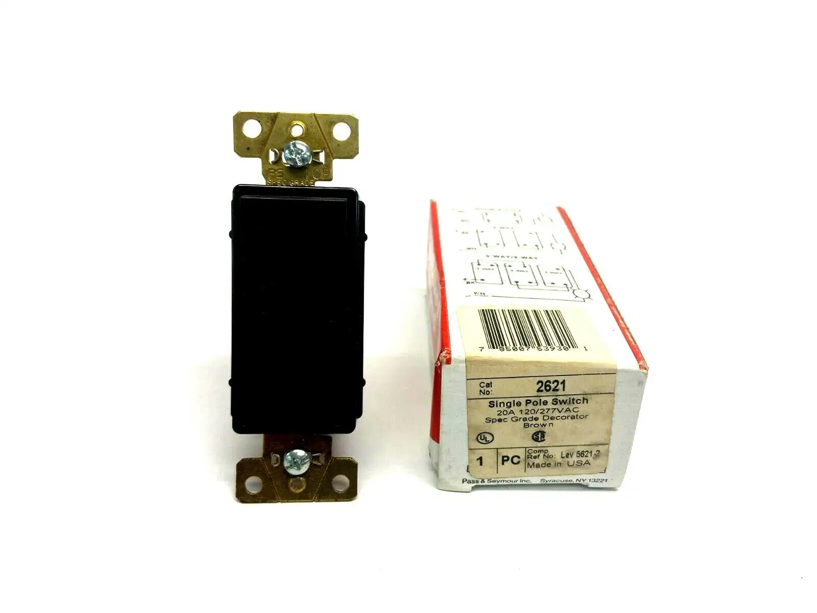 2621 | Pass & Seymour  Single Pole Decorator Switch Brown 20A 120/277V Grounded - New