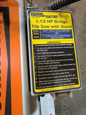 Used CHICAGO ELECTRIC 97360 Bridge Saws South Carolina US | ESS Industrial Equipment Sales #1557888
