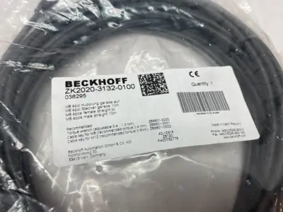 USED BECKHOFF DOUBLE ENDED POWER CABLE M8 4-PIN FEMALE 10M
