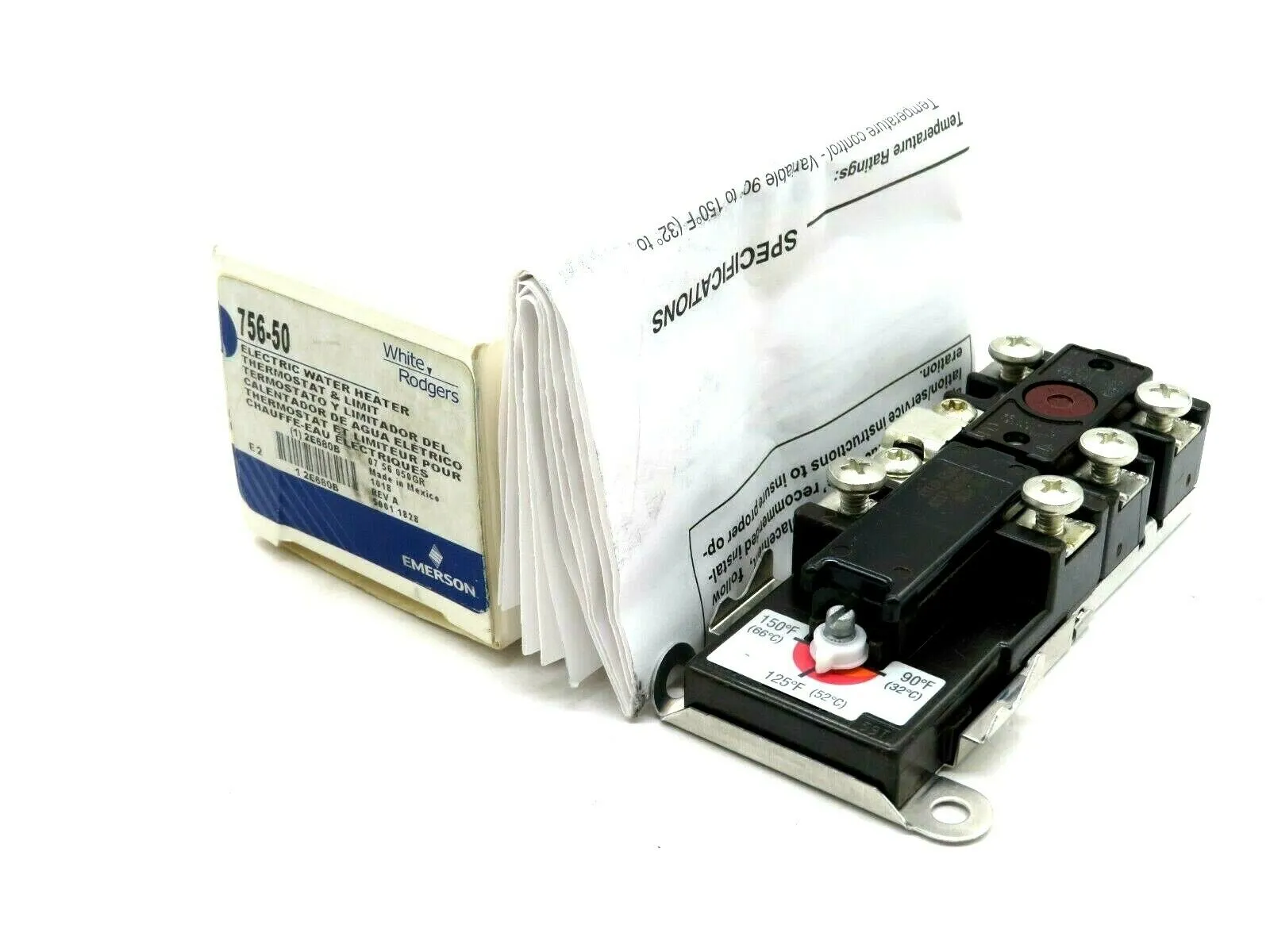 NEW WHITE RODGERS 756-50 ELECTRIC WATER HEATER THERMOSTAT AND LIMIT 2E680B 75650