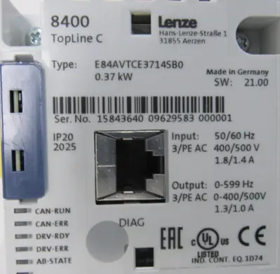 NEW LENZE E84AVTCE3714SB0 INVERTER DRIVE 8400 SERIES