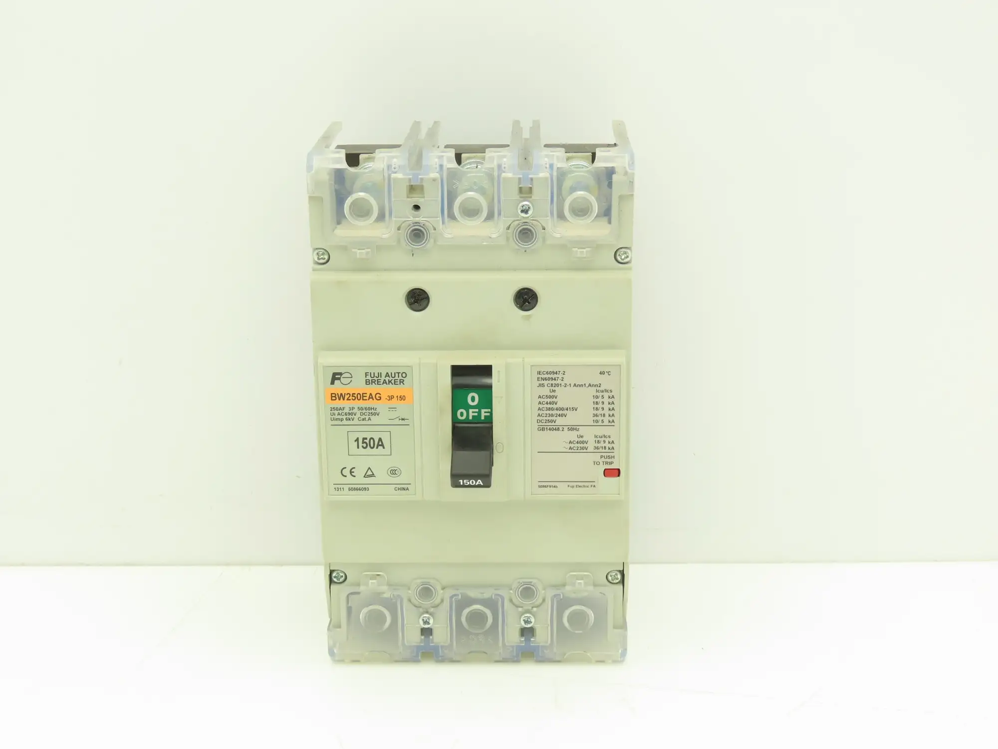 Fuji Electric BW250EAG-3P150 Auto Circuit Breaker 3-Pole 150A 600VAC