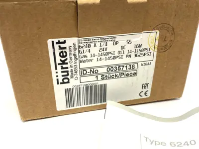 USED BÜRKERT 2/2-WAY SERVO SOLENOID VALVE 6240 A 1/4 DP SS 24VDC 16W