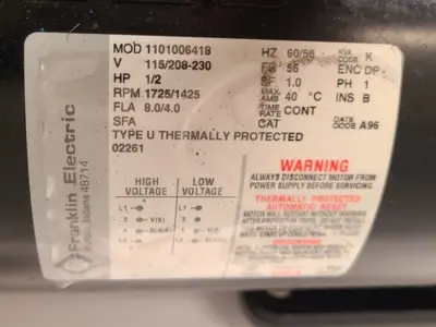 Varian Alcatel Adixen Type 2010 Vacuum Pump Franklin Electric 1101006418 Motor
