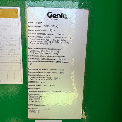 Used 2017 Genie S-60X Manlifts Florida US | Stack Equipment #1354614