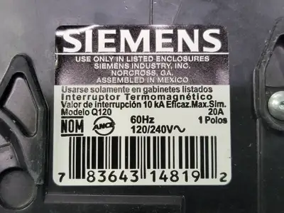 Used SIEMENS Q120 Switchgears British Columbia CA | Lenmark #243537