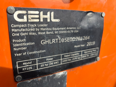 Used 2019 GEHL RT105 Skid Steer Loaders Oklahoma US | OT Truck & Tractor Sales #1383466